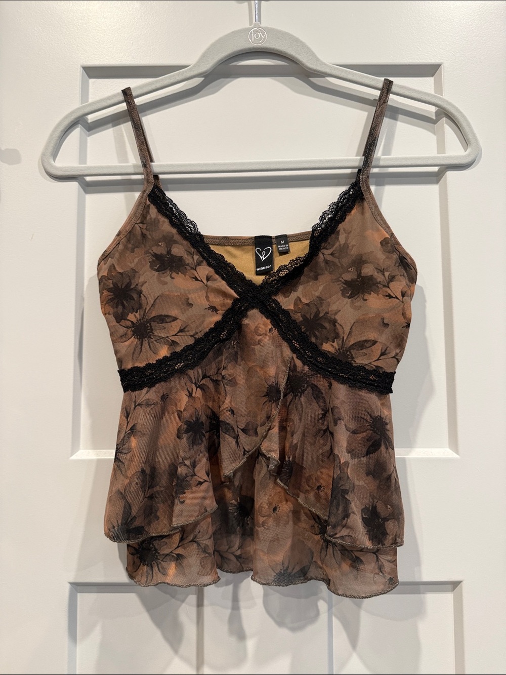 Windsor Floral Lace-Trim Camisole Top
